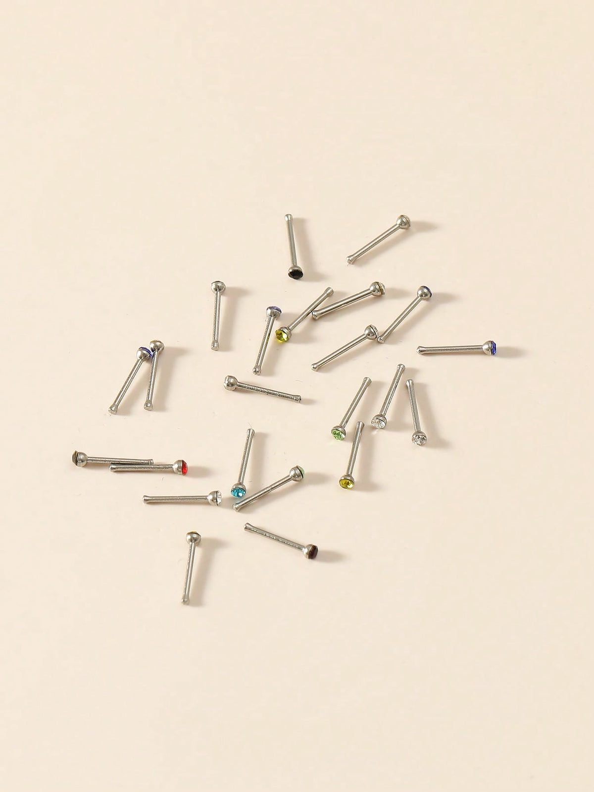 60pcs/Set Basic Straight Nose Stud Set