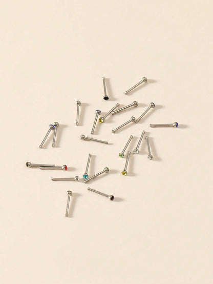60pcs/Set Basic Straight Nose Stud Set