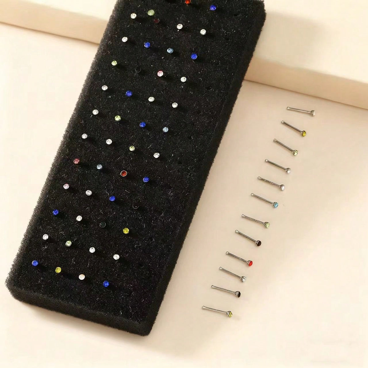 60pcs/Set Basic Straight Nose Stud Set