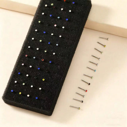 60pcs/Set Basic Straight Nose Stud Set
