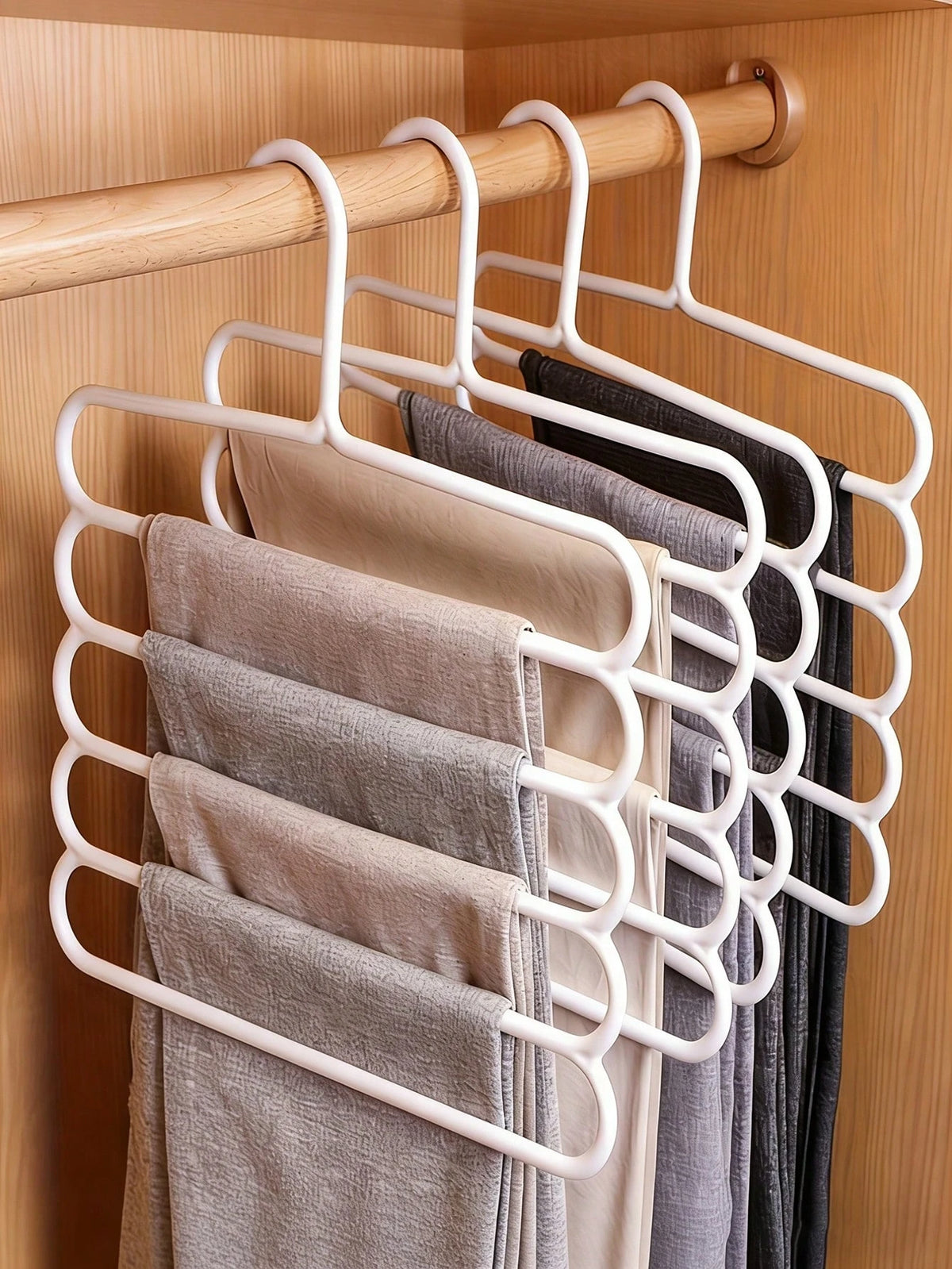 6pcs/3pcs/1pc 5-Tier Multi-Functional Clothes Hanger, Plastic Scarf Pants Organizer Hanger, Non-Slip Upgraded Design, Suitable For Tie, Scarf And Accessory Storage In Wardrobe Or Closet, Perfect Home