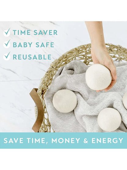 6pcs Wool Dryer Balls Drying Balls For Laundry,Reusable As Natural Fabric Softener, Reduce Clothing Wrinkles, Drying Clothes Faster