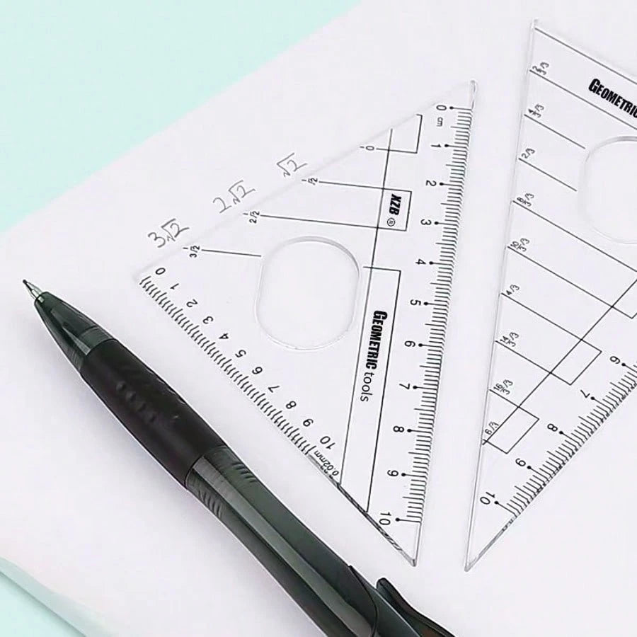 8pcs/Set Minimalist Transparent Compass And Ruler Set, Precise Drawing Tools, Designed For Students, Suitable For Student Use, School Math And Geometry Homework, Back To School Essential
