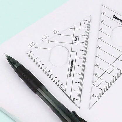 8pcs/Set Minimalist Transparent Compass And Ruler Set, Precise Drawing Tools, Designed For Students, Suitable For Student Use, School Math And Geometry Homework, Back To School Essential