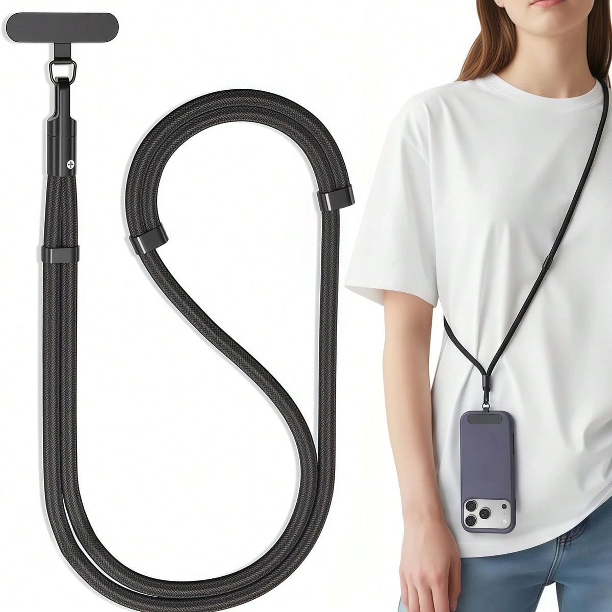 Adjustable Crossbody Phone Lanyard, Universal Anti-Theft Phone Neck Strap With Fixing Plate, Hands-Free Secure Phone Holder, Lightweight Multifunctional Lanyard For Men And Women, Travel Outdoor Daily