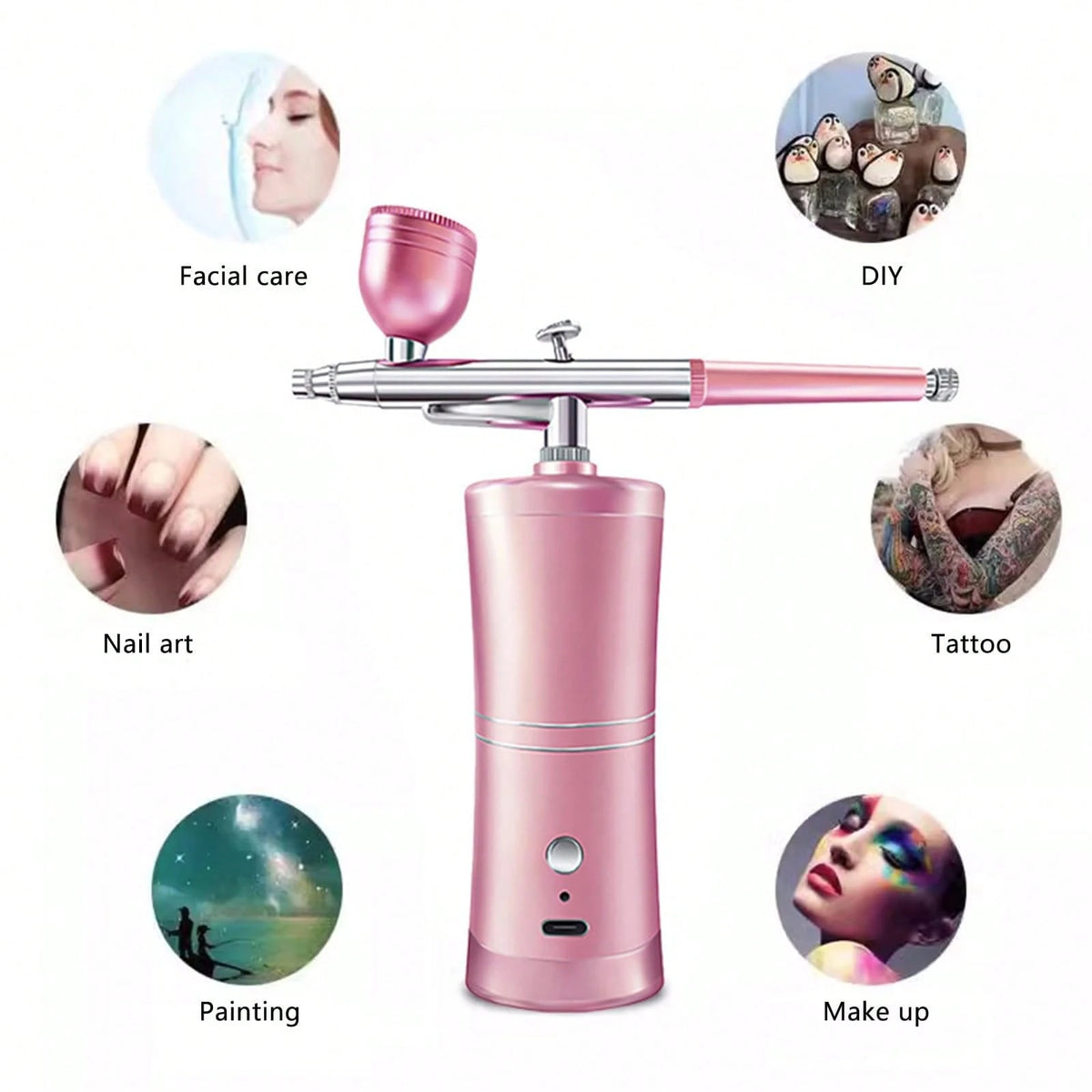 Airbrush Kit With Compressor- 48PSI High-Pressure, Non-Clogging Air Brush Set Cordless Rechargeable With 0.25mm Nozzle And Cleaning Brush For Nail Art, Makeup, Painting, And Cake Decorating