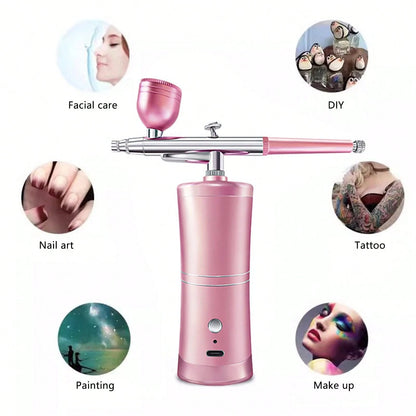 Airbrush Kit With Compressor- 48PSI High-Pressure, Non-Clogging Air Brush Set Cordless Rechargeable With 0.25mm Nozzle And Cleaning Brush For Nail Art, Makeup, Painting, And Cake Decorating