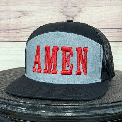 Amen Embroidered Flat Brim Camo Hat