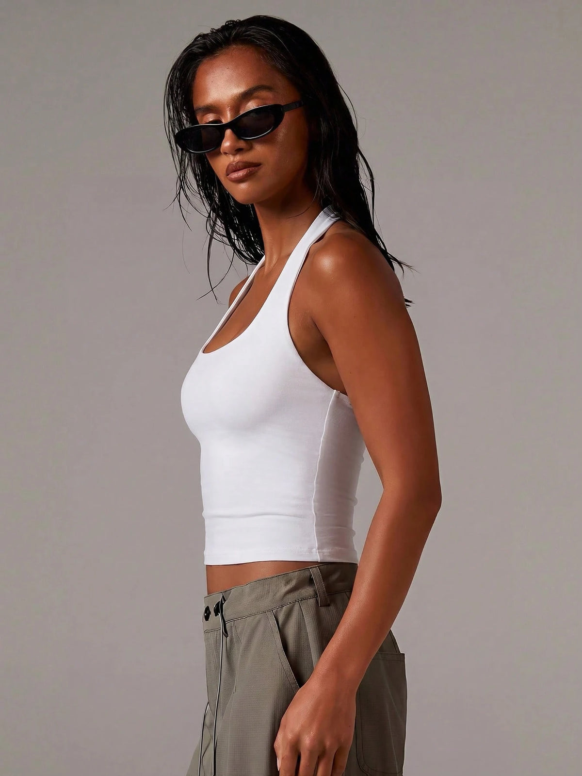 Athîral Women's Casual Basic Solid Color Suspender Knitted Top, Soft And Comfortable Elastic Knitted Top, Date Party Set, Multifunctional White Seasonal Item