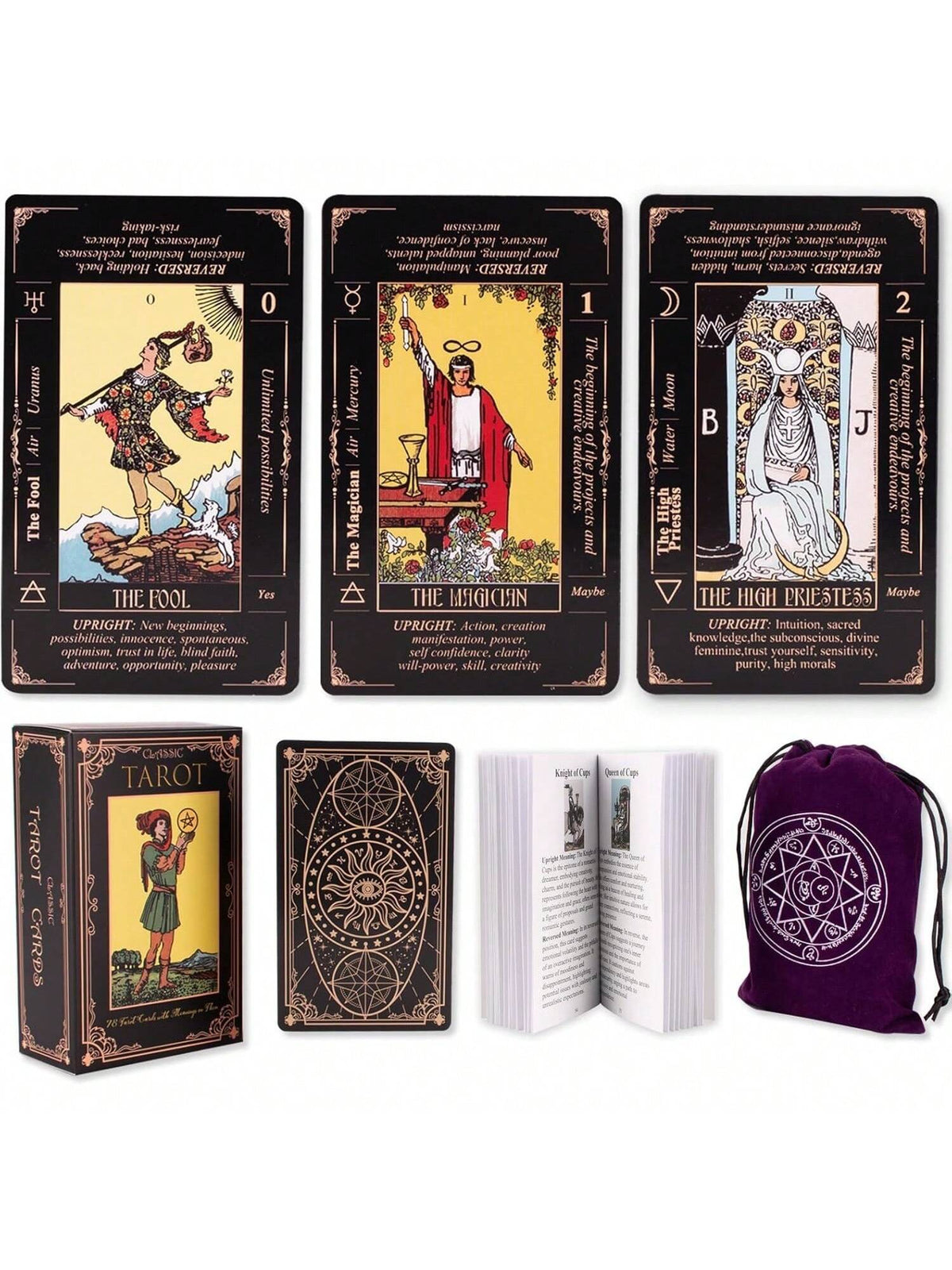 Authentic Tarot Cards, Includes Guide/Linen Storage Bag,- Smith Classic Artwork, 78 Classic Authentic Tarot Cards, Divination Game, Traditional Standard Tarot Cards, Rich In Meaning, Durable, Suitabl