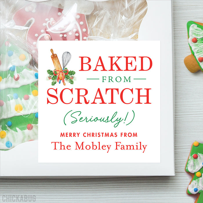 "Baked From Scratch - Seriously!" Christmas Food Gift Labels