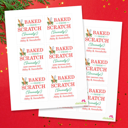 "Baked From Scratch - Seriously!" Christmas Food Gift Labels