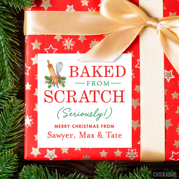 "Baked From Scratch - Seriously!" Christmas Food Gift Labels