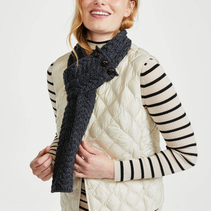 Ballina Aran Buttoned Charcoal Loop Scarf