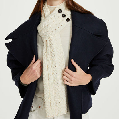 Ballina Aran Buttoned Natural Loop Scarf