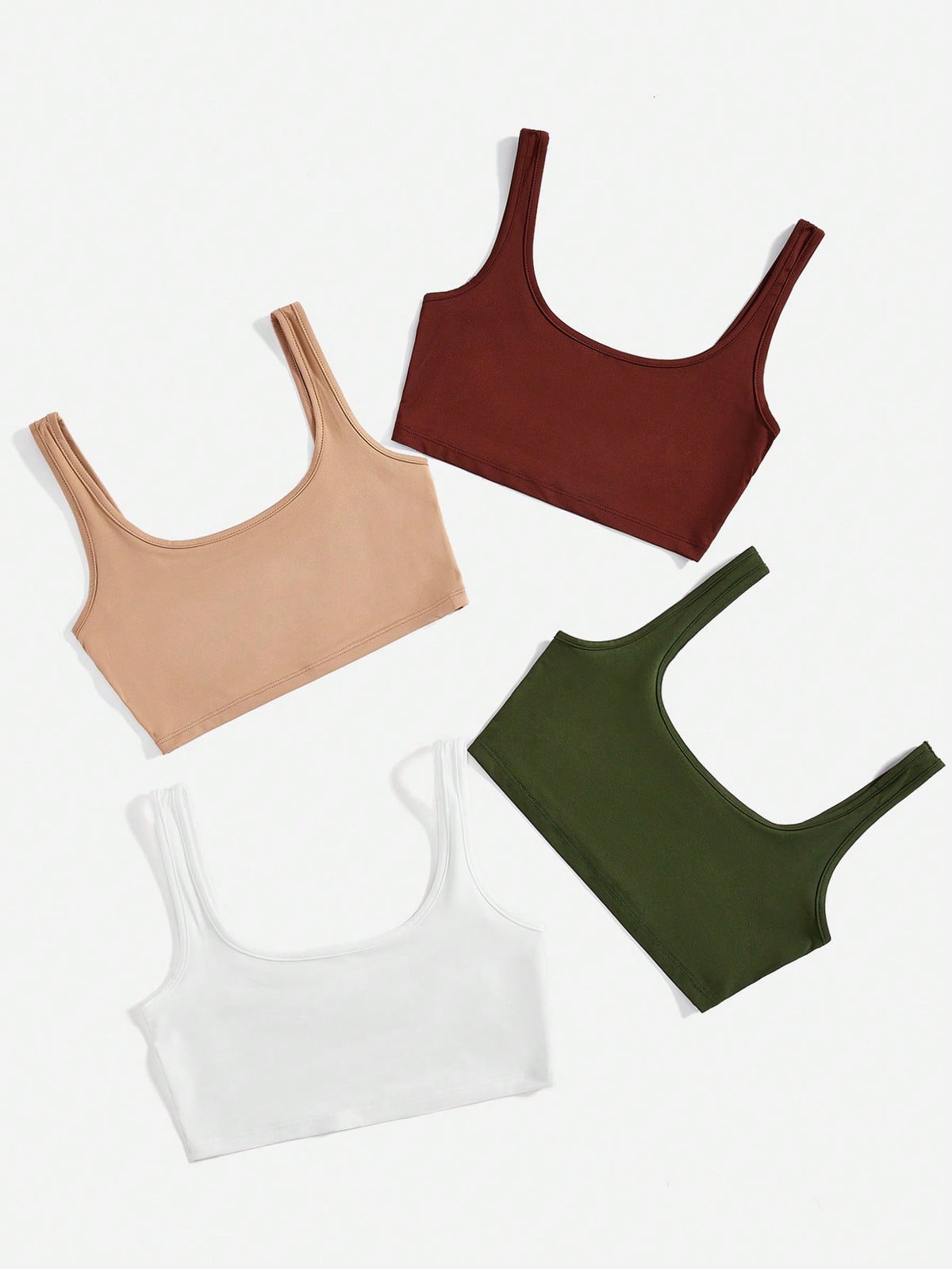 BASICS 1pc Scoop Neck Solid Crop Tank Top/Summer