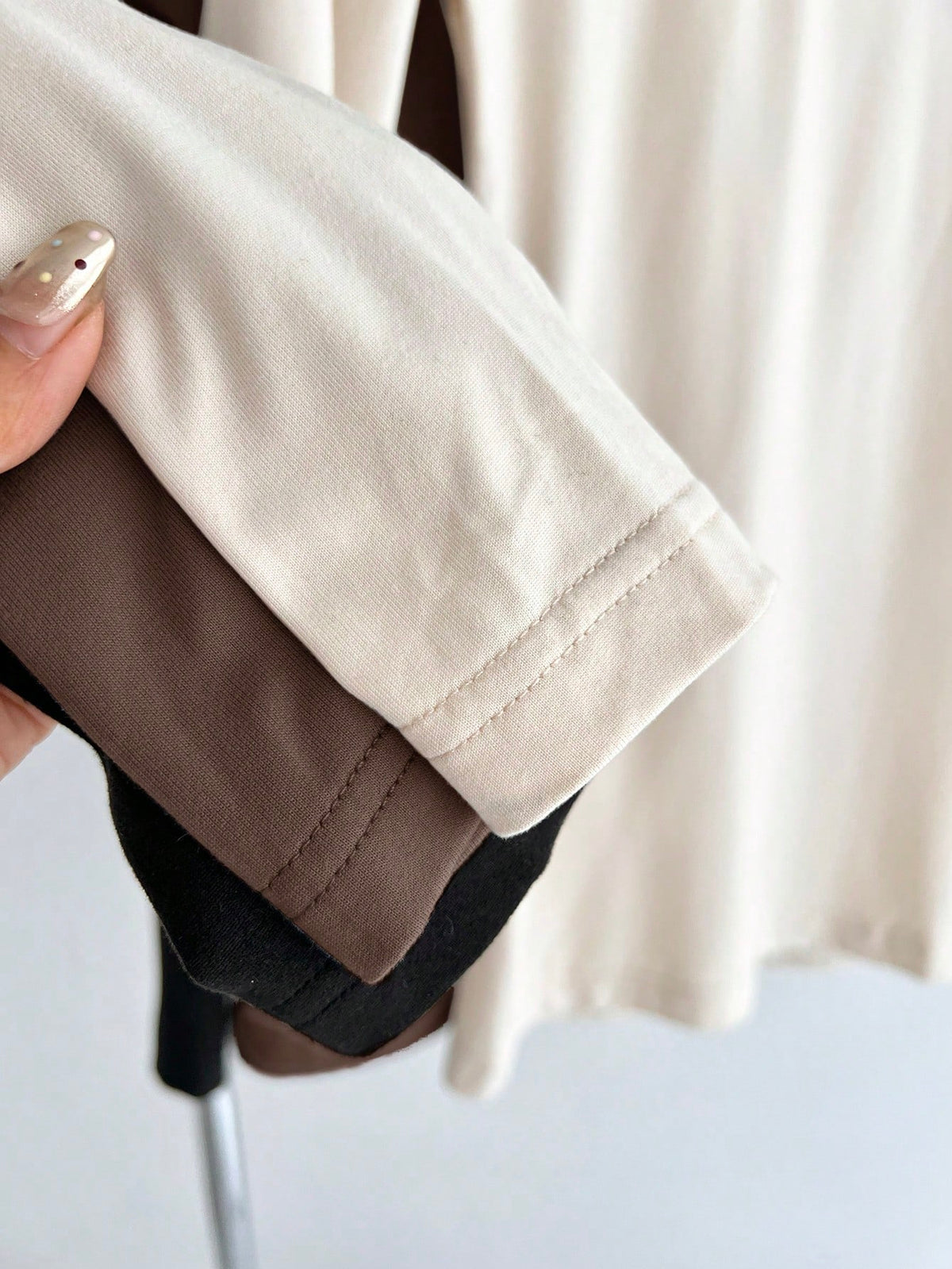 BASICS 3pcs/Set Solid Color Knit Mock Neck Straight Shoulder Long Sleeve Fitted Women Undershirt Tops For W
