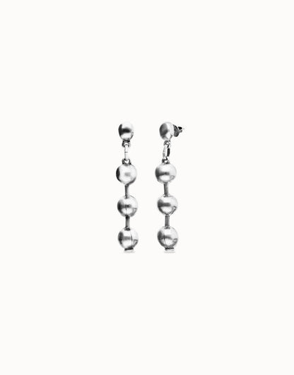 Beat Bead Drop Earrings Silver