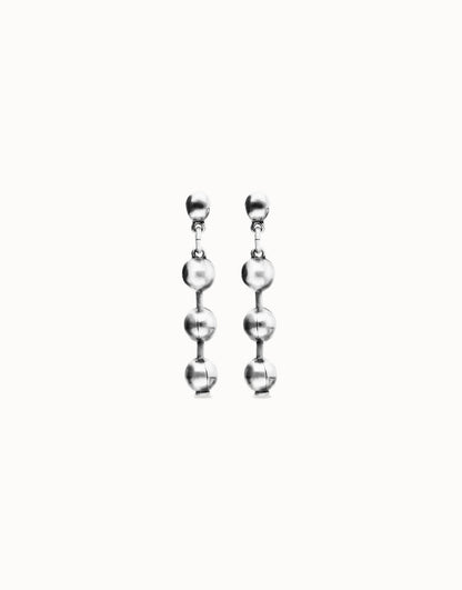 Beat Bead Drop Earrings Silver