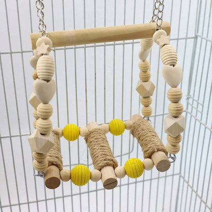 Bird Toys, Wood Bird Perches Parrot Standing Climbing Swing Toys Hanging Cage Accessories For Budgies Parakeets Lovebirds
