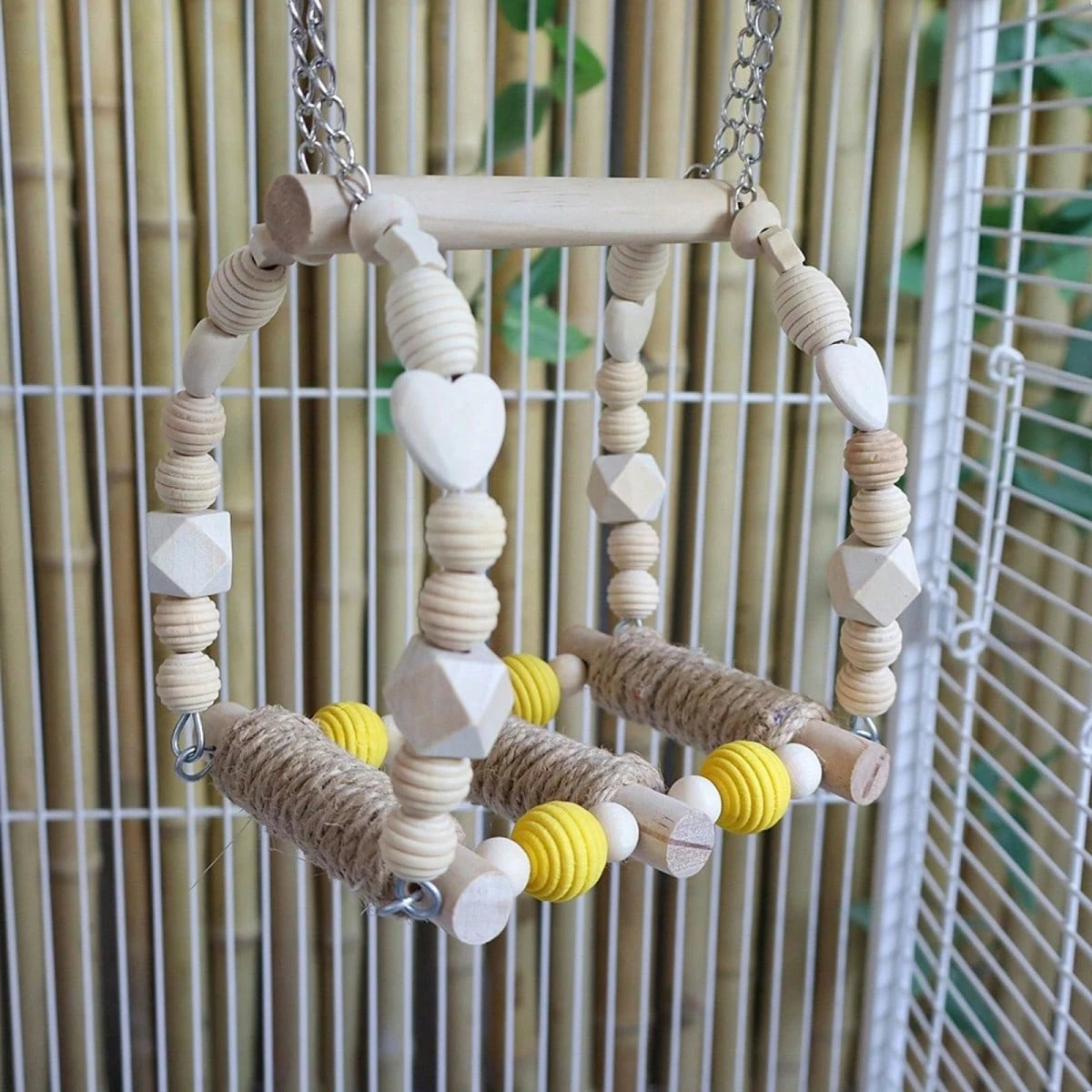 Bird Toys, Wood Bird Perches Parrot Standing Climbing Swing Toys Hanging Cage Accessories For Budgies Parakeets Lovebirds