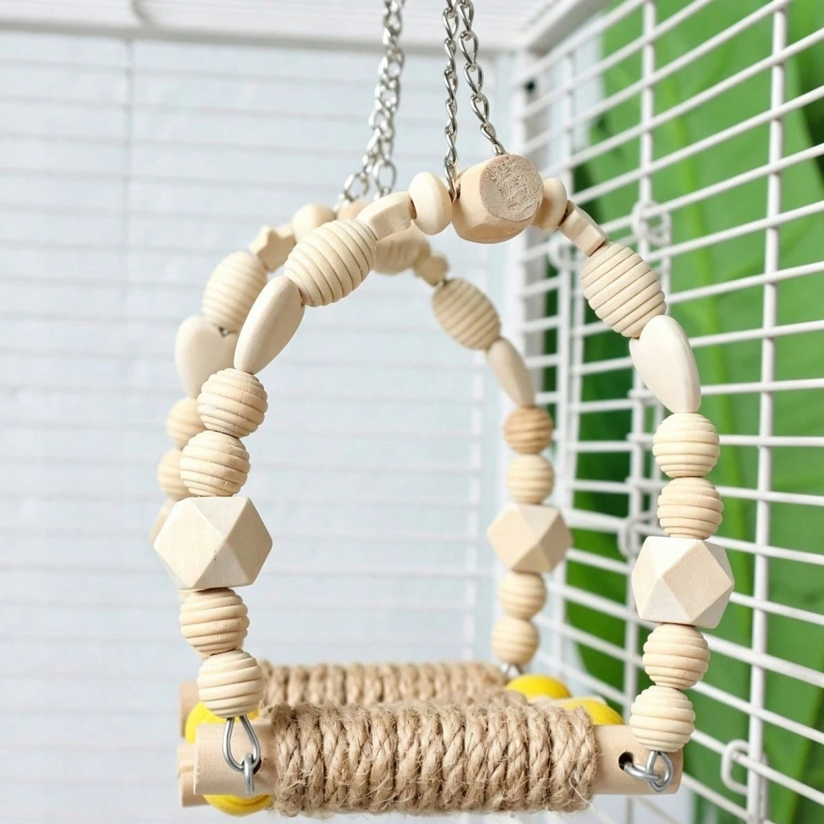 Bird Toys, Wood Bird Perches Parrot Standing Climbing Swing Toys Hanging Cage Accessories For Budgies Parakeets Lovebirds
