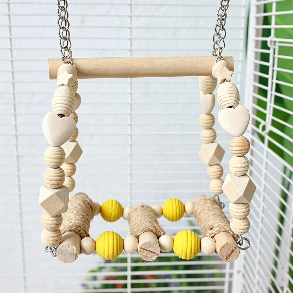 Bird Toys, Wood Bird Perches Parrot Standing Climbing Swing Toys Hanging Cage Accessories For Budgies Parakeets Lovebirds