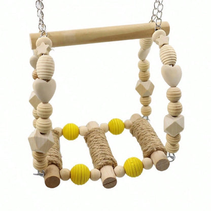 Bird Toys, Wood Bird Perches Parrot Standing Climbing Swing Toys Hanging Cage Accessories For Budgies Parakeets Lovebirds