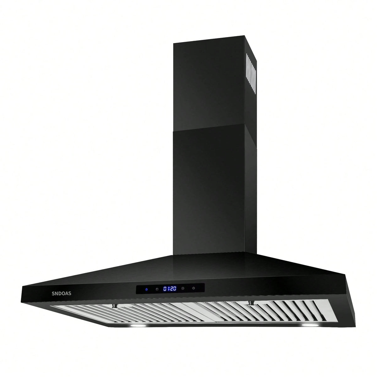 Black Range Hood 30 Inch,Stainless Steel Wall Mounted Kitchen Hood With Touch Controls, Ducted/Ductless Convertible,Chimney-Style Stove Hood Vent For Kitchen,Baffle Filters,Black Painted Finish