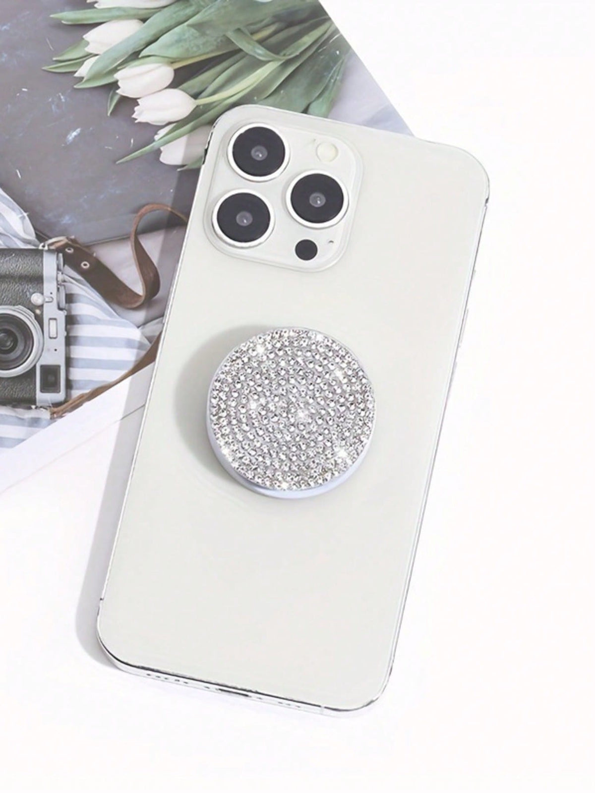 Bling Rhinestone Phone Grip Stand, Glittering Anti-Slip Holder For Watching Videos, Selfies, Desk Mount, Compatible With All Phones, Elegant Gift For Girlfriend