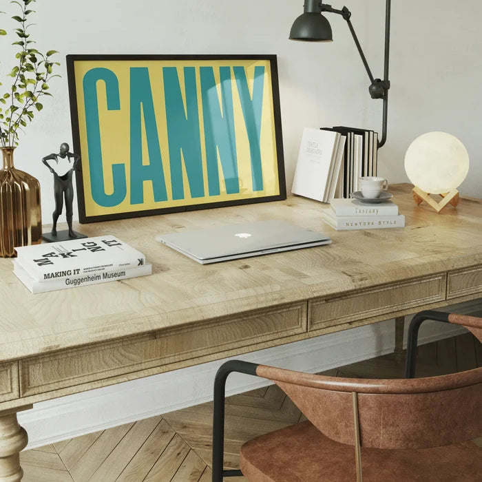 Canny Typography Quote Print - Duck Egg Blue framed home office wall art