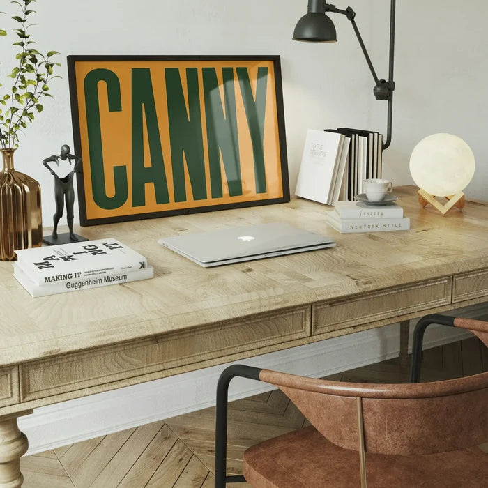 Canny Typography Quote Print - Forest Green framed home office wall art