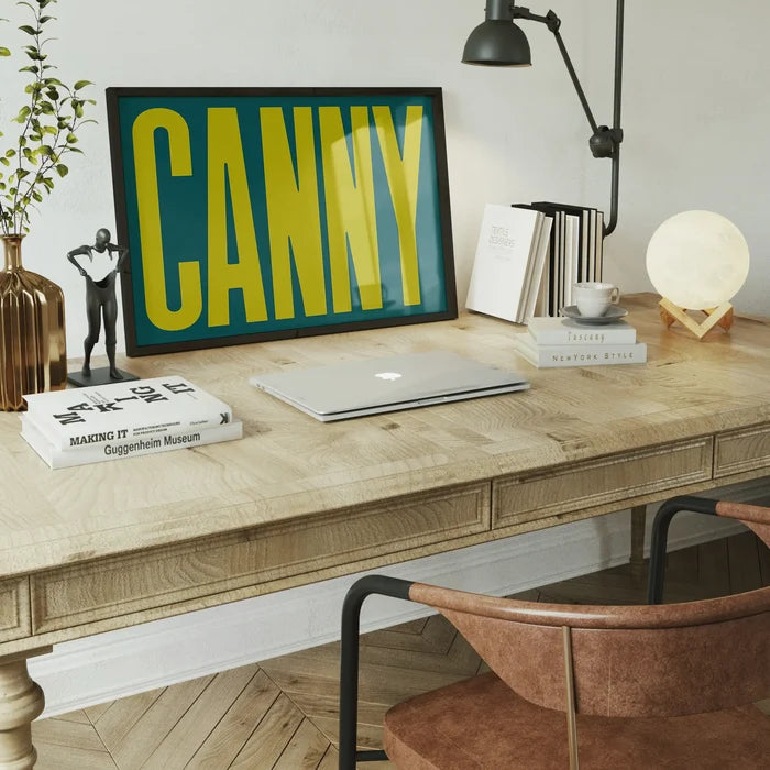 Canny Typography Quote Print - Lime Green framed home office wall art