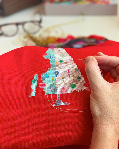 Christmas Cat Cross Stitch Pattern-Stitched Modern