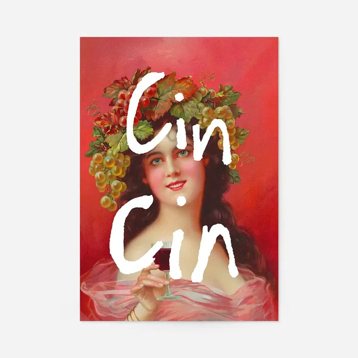 Cin Cin Quote Painting Print, unframed