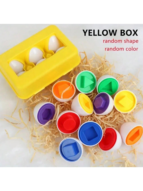 Color Shape Matching Eggs, Educational Easter Eggs Set Toy With Blue Egg Holder, Early Learning Shapes & Sorting Recognition Puzzle Skills Study For Toddlers Kids Easter Basket Stuffers Gifts(The Inte