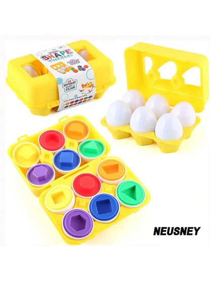 Color Shape Matching Eggs, Educational Easter Eggs Set Toy With Blue Egg Holder, Early Learning Shapes & Sorting Recognition Puzzle Skills Study For Toddlers Kids Easter Basket Stuffers Gifts(The Inte