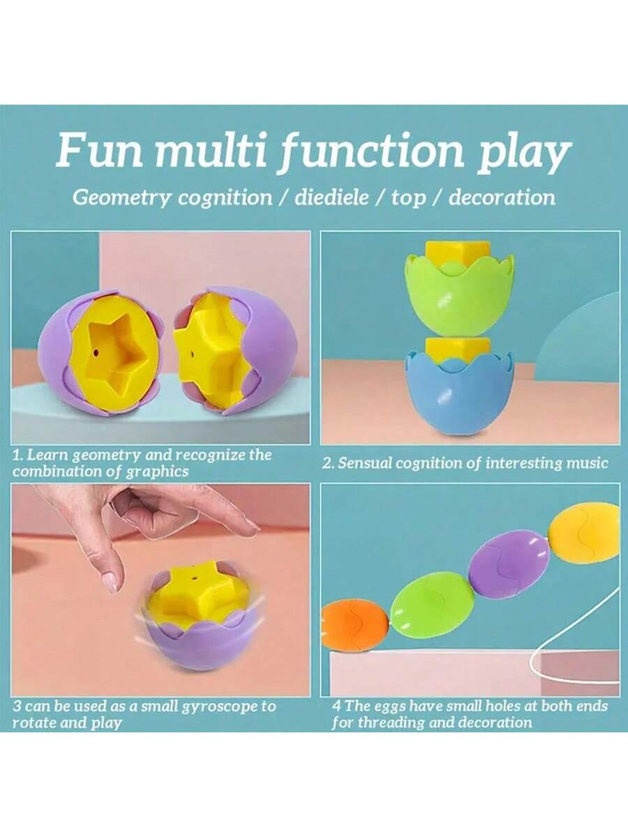 Color Shape Matching Eggs, Educational Easter Eggs Set Toy With Blue Egg Holder, Early Learning Shapes & Sorting Recognition Puzzle Skills Study For Toddlers Kids Easter Basket Stuffers Gifts(The Inte