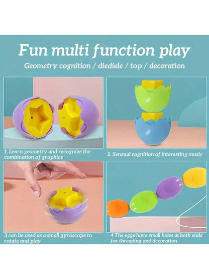 Color Shape Matching Eggs, Educational Easter Eggs Set Toy With Blue Egg Holder, Early Learning Shapes & Sorting Recognition Puzzle Skills Study For Toddlers Kids Easter Basket Stuffers Gifts(The Inte