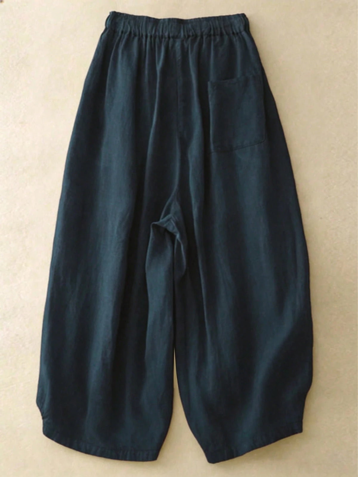 Comfortable Casual High Waist Elastic Linen Drape Pants, Suitable For Autumn & Summer Spring