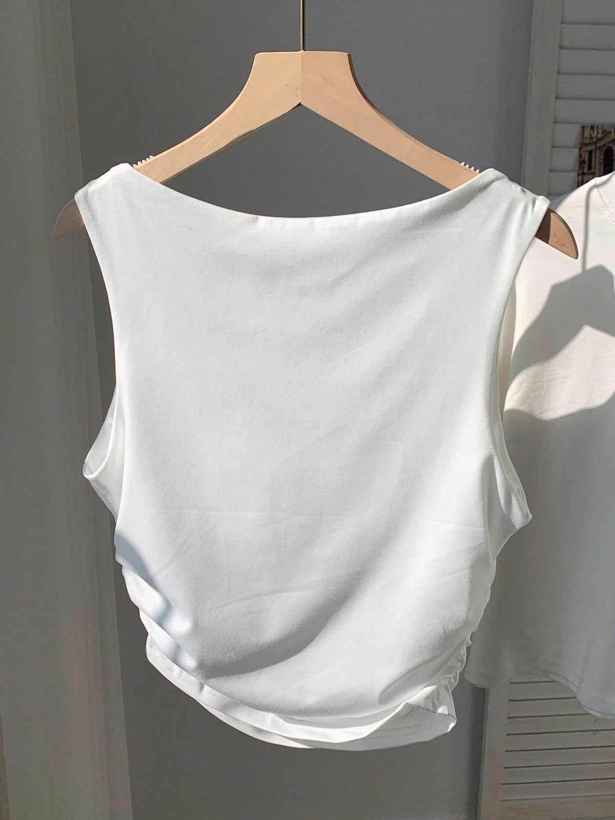 Comfortcana Spring/Summer Solid Simple Padded Tank Top White
