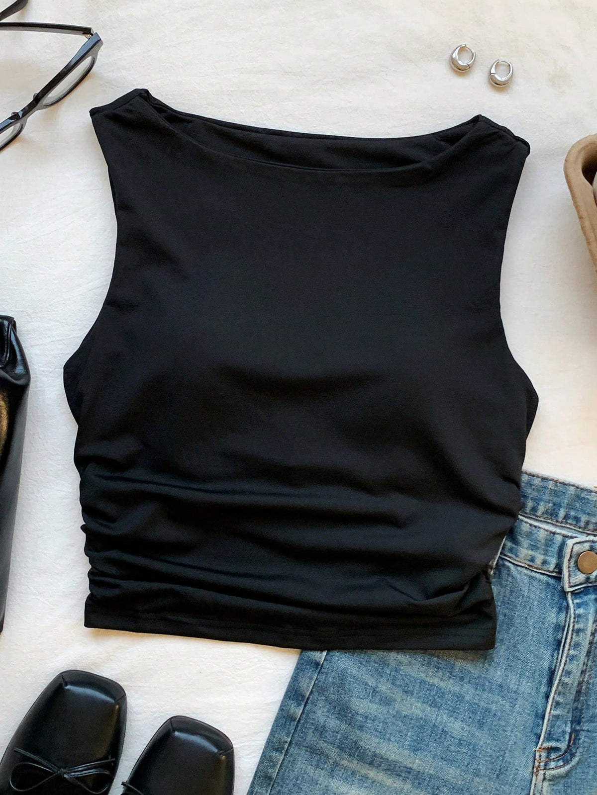Comfortcana Spring/Summer Solid Simple Padded Tank Top White