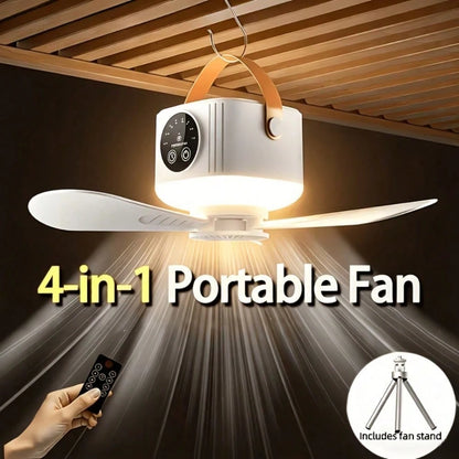 Compact Ceiling Fan For Tents, Suitable For Camping, Rechargeable Via USB, Features Adjustable Speeds And A Timer, Ideal For Outdoor Use, Includes A Mountable Bracket, Can Also Be Used As A Tabletop F