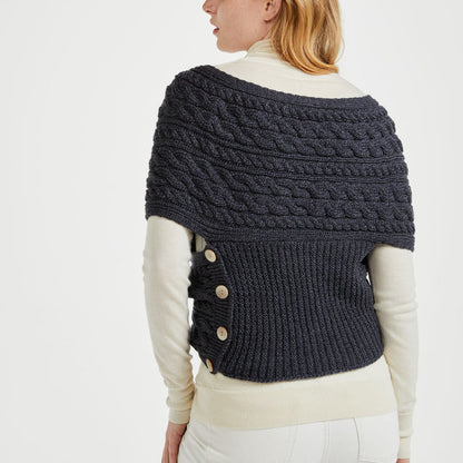 Corrib Crossover Charcoal Aran Wrap