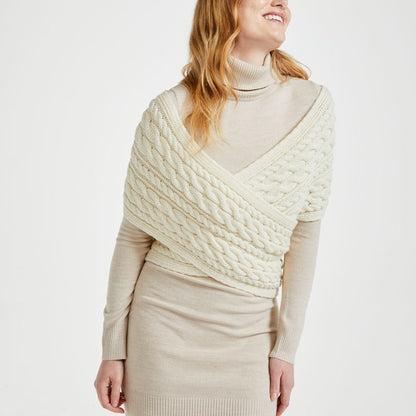 Corrib Crossover Natural Aran Wrap