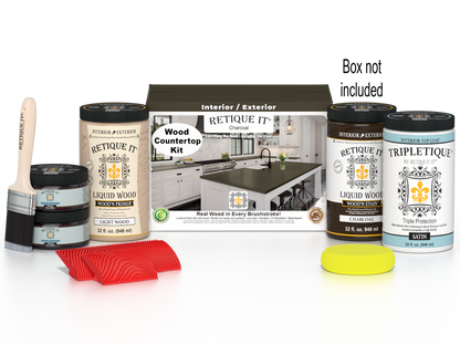 Retique It charcoal countertop kit with stains, includes tools and materials for full kitchen countertop restoration.