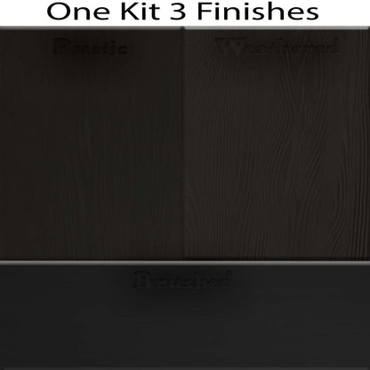 Retique It countertop kit with black stain swatches for full kitchen renovation, showcasing classic black finishes.