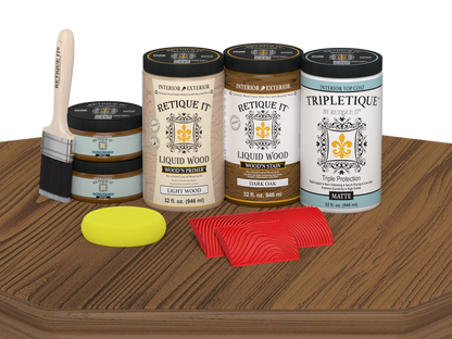 Retique It dark oak countertop kit with stain, featuring a matte finish, designed for full kitchen countertop renovation.