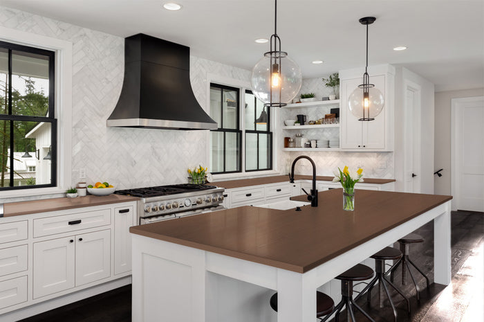 Retique It dark oak countertop kit with rustic stained finish for full kitchen renovation, showcasing a wood countertop with rich dark oak tones.
