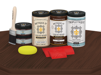 Retique It Java countertop kit stain shown on a kitchen countertop with a matte finish, enhancing the full kitchen look.